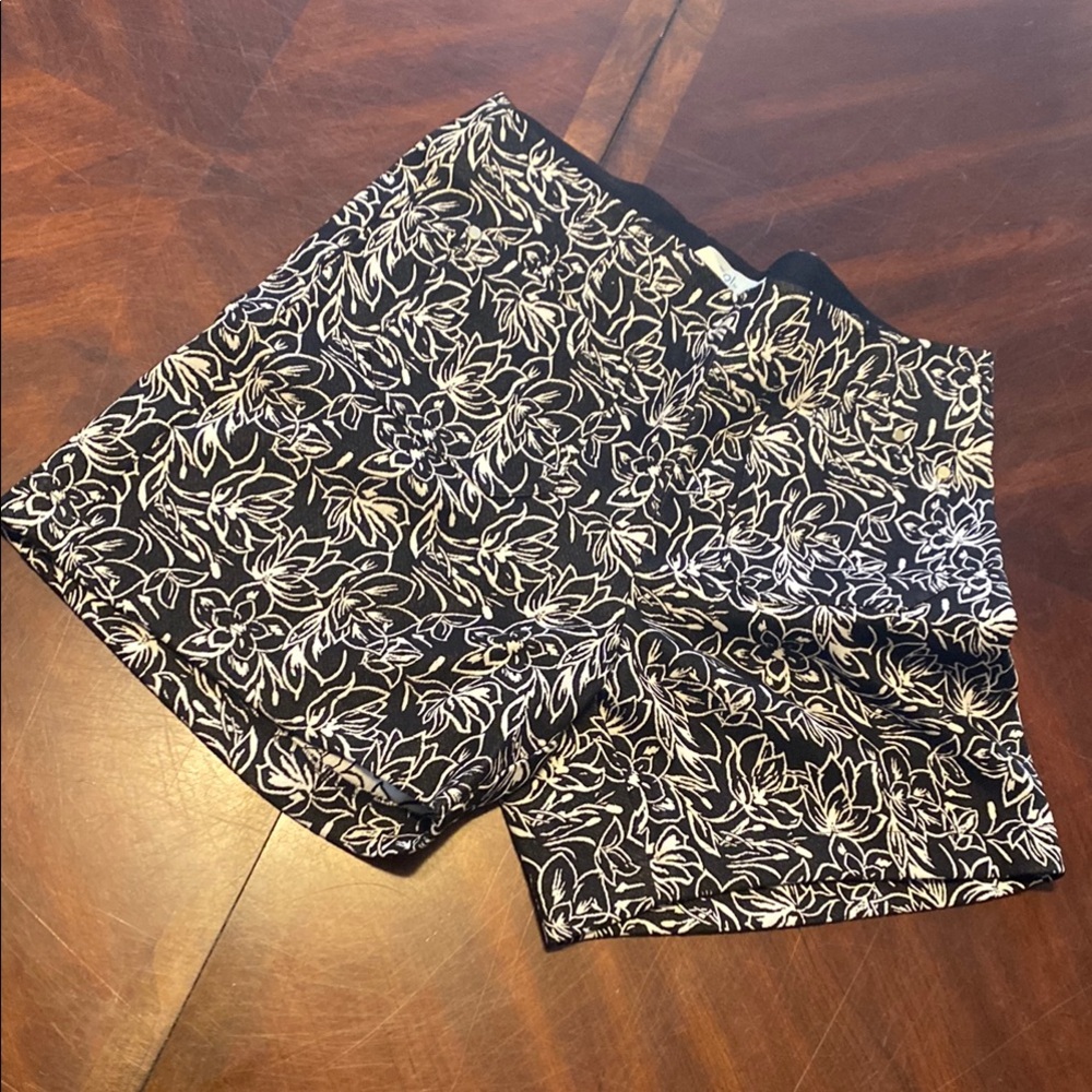 Black and White Bermuda Shorts with Abstract Pattern